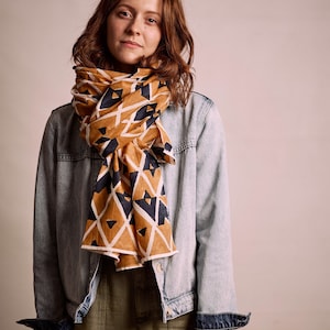 Cotton silk scarf,handmade designer scarf for her,block printed long/large scarf,hand dyed scarf gift for mom