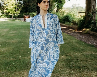 Indian bohemian kaftan,pure cotton tunic shirt,Moroccan print bikini coverup,resort wear summer dress,mid length tunic kurti ,cotton