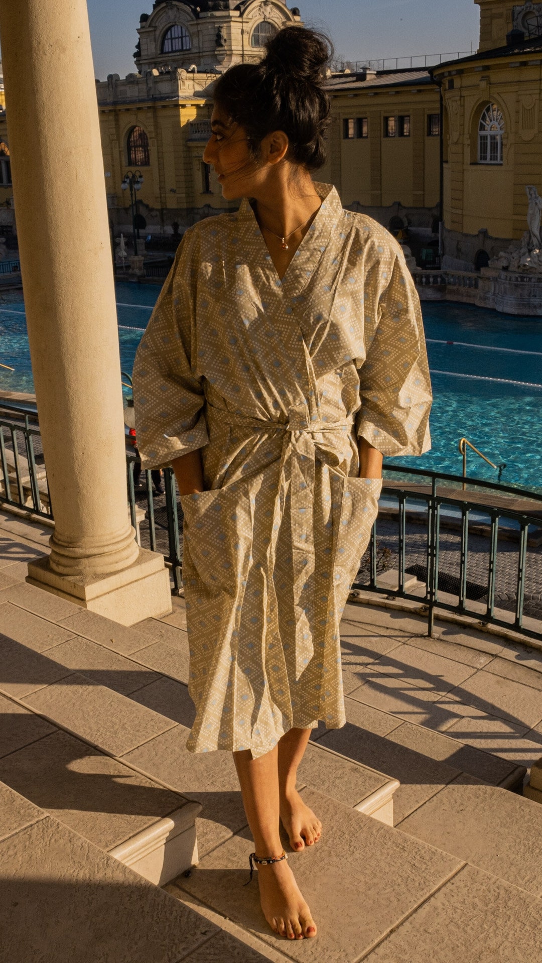 Cotton Kimono Bathrobe,block Print Kimono,japan Bathrobe India Cotton Robe,lightweight Organic