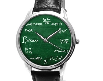 Mathematics  - formula pop art quartz watches black genuine leather watch band | Cool fun gift high school or college theme watches