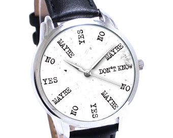 Decision Maker Watch: Motivation Grunge Art Dial, Black Leather Band