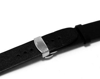 Nordic B - non stitched glossy watch strap 20 mm lug size deployment clasp | Minimalist design watchband 20 mm butterfly clasp