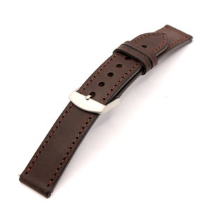 Model 01 Daddy Strap - bruine handgemaakte kalfsleren band 18 mm 20 mm 22 mm voor klassieke horloges, recht ontwerp | cadeau-idee voor hem