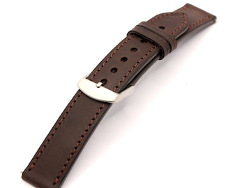 Model 01 Daddy Strap - brown handmade calfskin strap 18mm 20mm 22mm for classic watches, straight design | gift idea for him