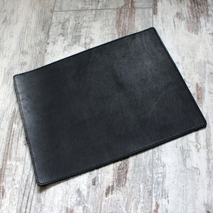 Top grain leather mouse pad of matted black color with free personalization | Free custom text leather mouse pad | Gift for developer