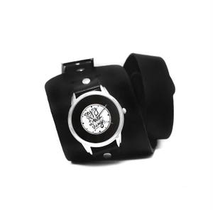 Pride&Bright Vinyl LP Watch: Handmade Unique Design Wide Leather Cuff, Japan Movement