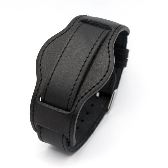 Model J16 Black 18mm 20mm Wide Watch Band for Man Watches With Small Bund Pad Black and Brown Leather Watch Strap Trench Strap Etsy Canada