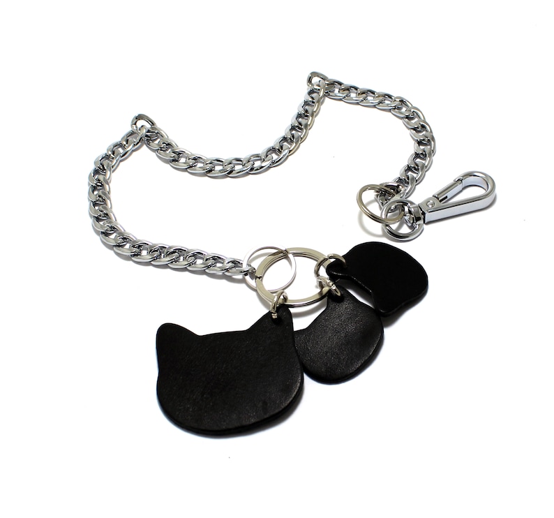 Pants chain keychain for jeans and trousers with leather black Etsy