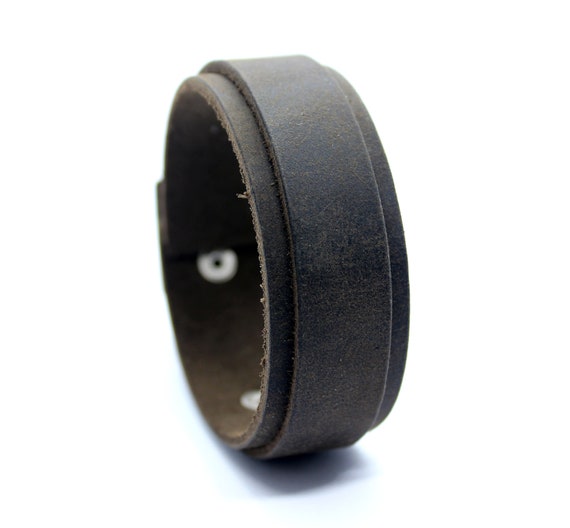 Schwarz oder Braun Leder Armband Verstellbar Breites Herrenarmband 