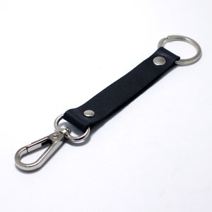Minimalist Leather Keychain with Spring Hook - Black, Brown, Olive
