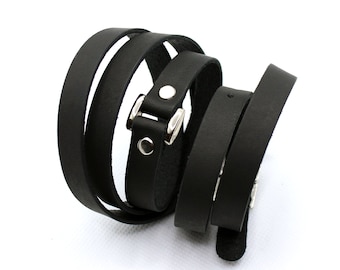 Ketumati - unisex long multi strand leather bangle bracelet adjustable by buckle  |  Cool accessory gift for friend | Woman wrap bracelet