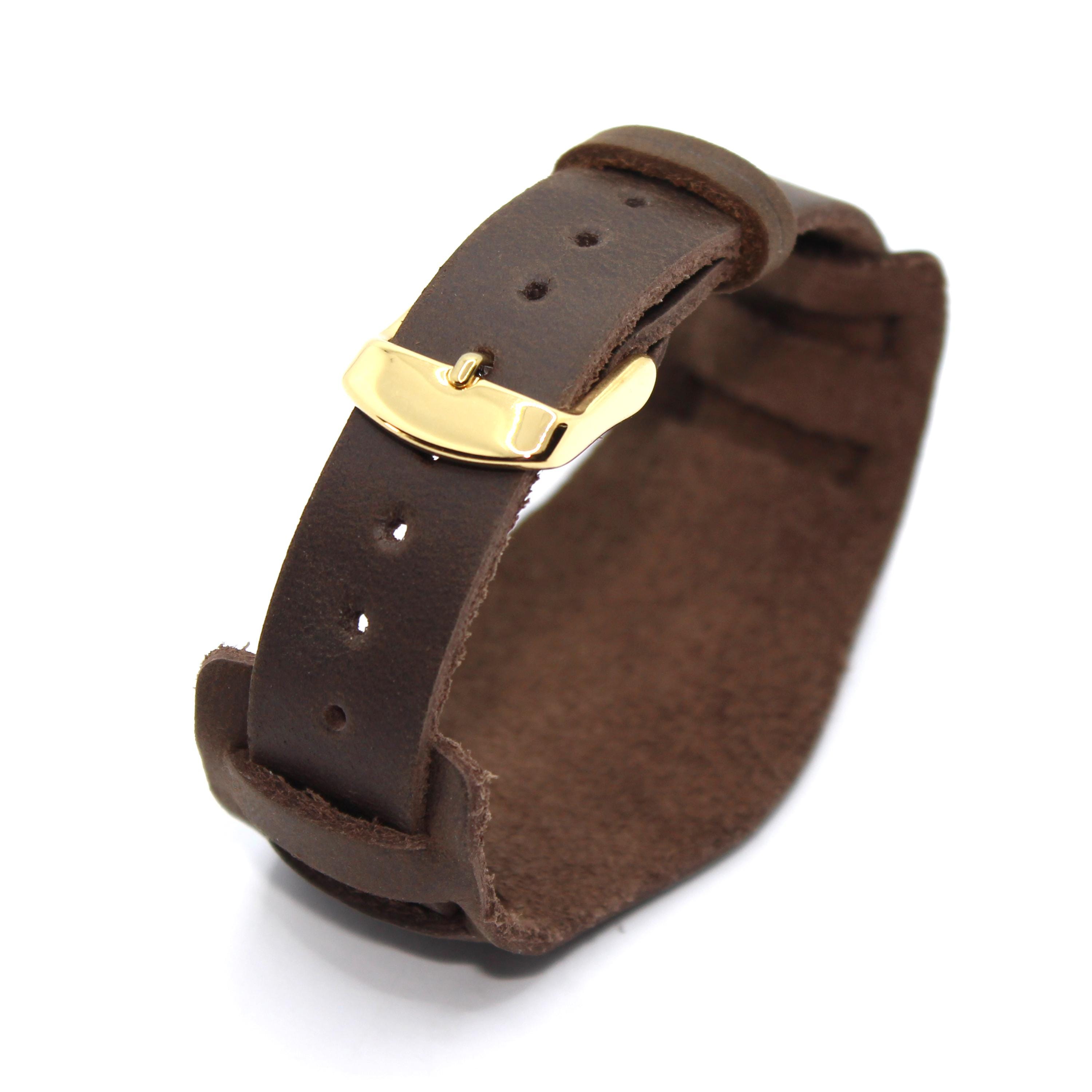 G1040 Soft Handmade Leather Men Watch Strap Wide Bund Pad