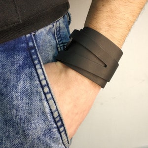 Victory cuff - men leather wrist support wide cuff wristband  steampunk style  | Gift for him idea | Wide leather bracelet cyberpunk style