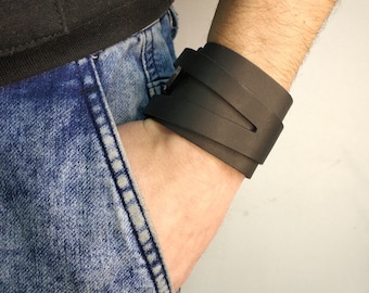 Victory cuff - men leather wrist support wide cuff wristband  steampunk style  | Gift for him idea | Wide leather bracelet cyberpunk style