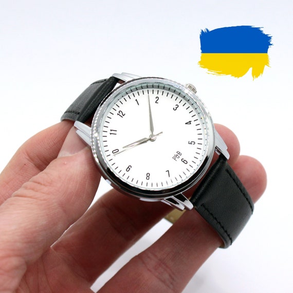 Urban - Minimalist Unisex Watch: Handmade Black Leather Band, Modern Simple Design