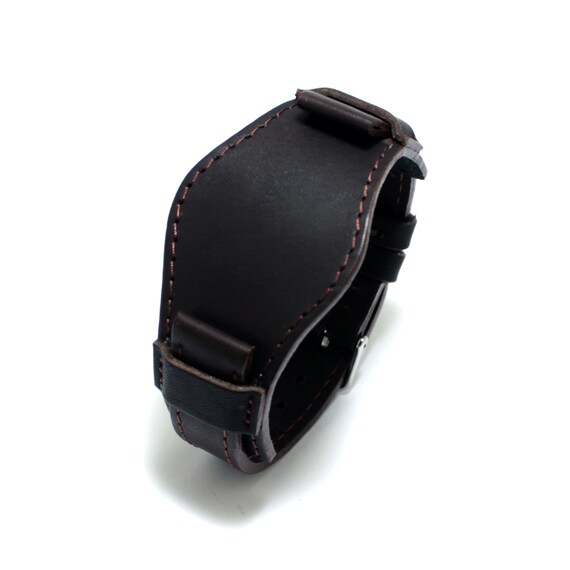 Model A Brown Three Piece Bund Watch Strap With Pad 18mm