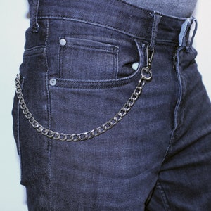 Lange Stahl massiv Hosenkette für Schlüssel für Jeans und Hosen mit Schlüsselring D35 | Jeans Metall Schlüsselanhänger für Schlüssel oder Geldbörse | Unisex Geschenkidee