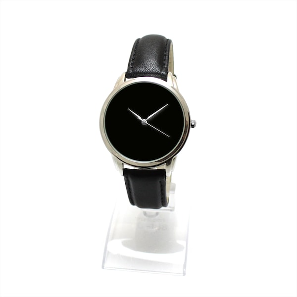 Anticlockwise BH - unisex minimalist backwards quartz wrist watches void black dial    | Unique quartz flyback watches for friend gift