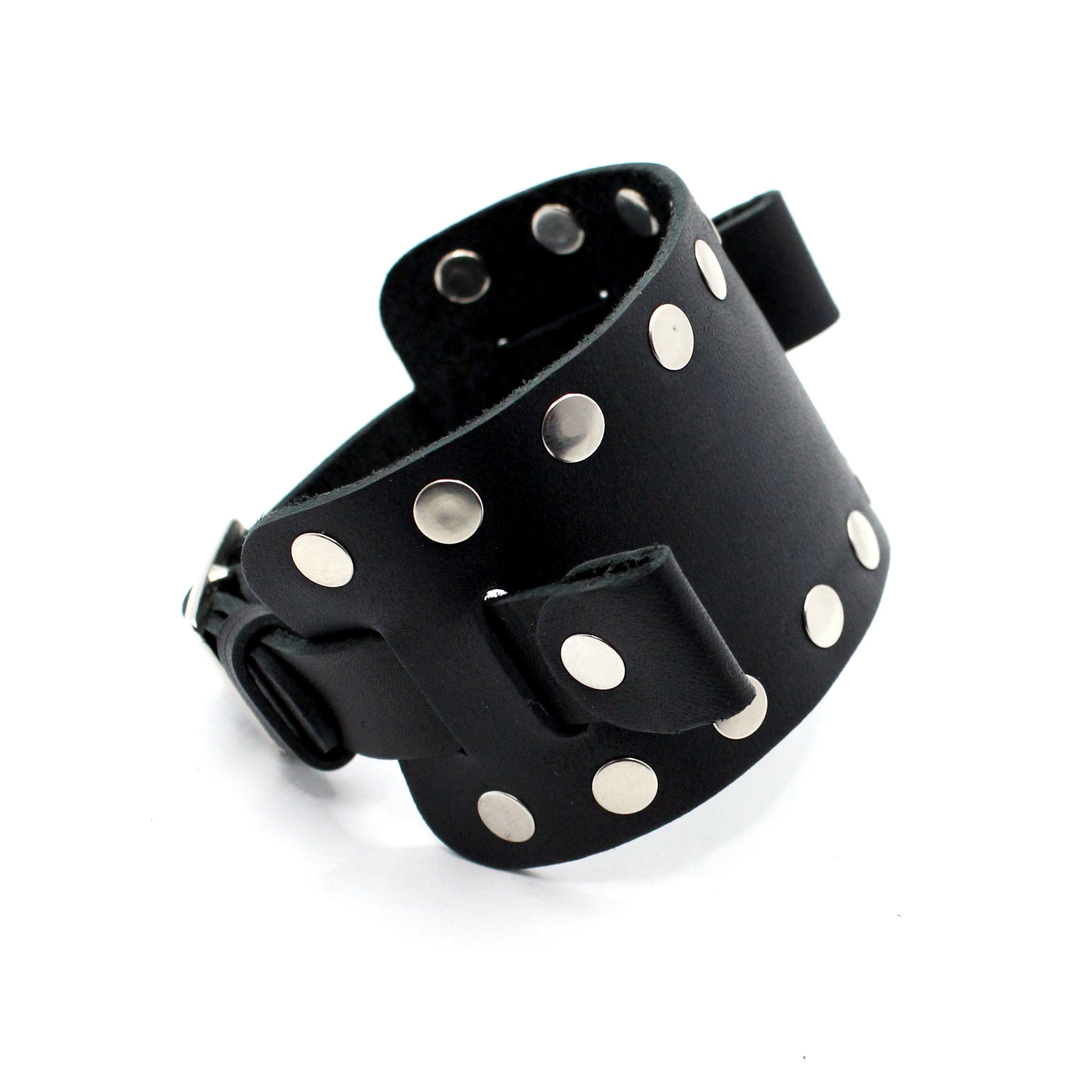 Strob - Riveted Wide Leather Watch Band: Punk Rock Style, 16-22mm Lugs, for Apple watch