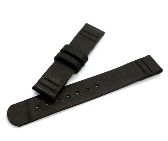 Bracelet de montre en cuir brut noir mat boucle de d ploiement