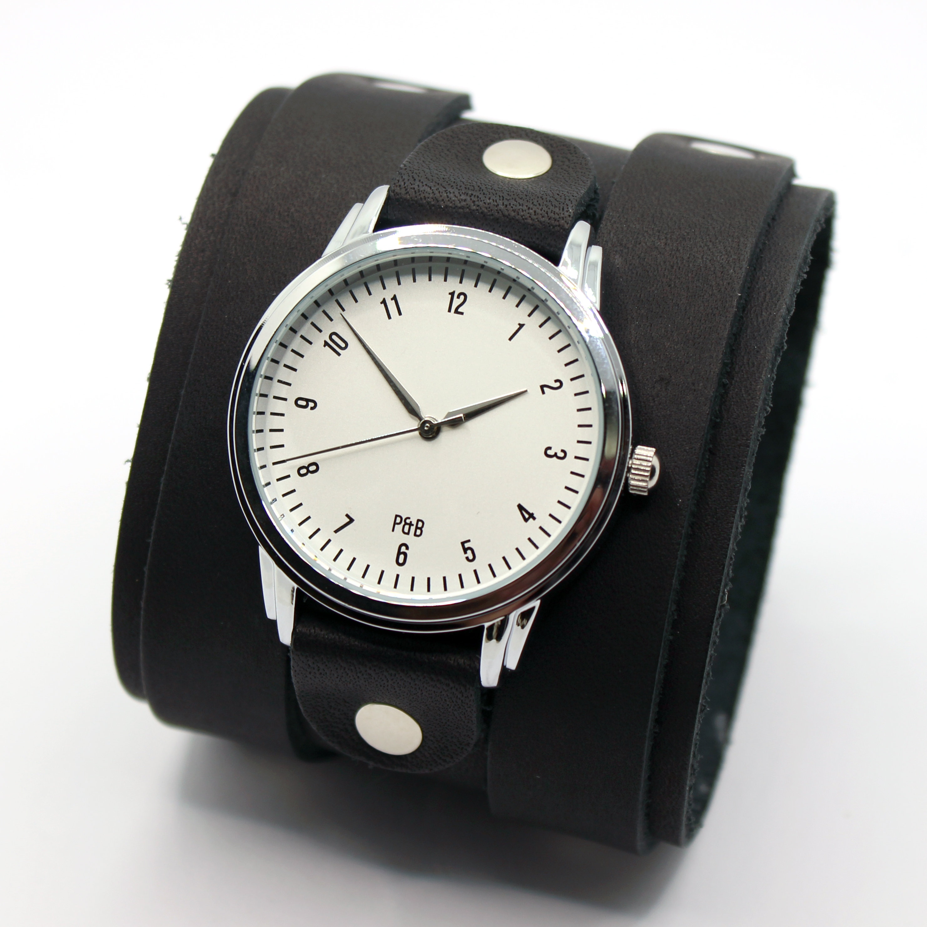 Prideandbright Urban Wide Leather Cuff Watches Double Buckled Handmade Band  Black Color Riveted Punk Rock Style Gift for Him Idea - Etsy Hong Kong