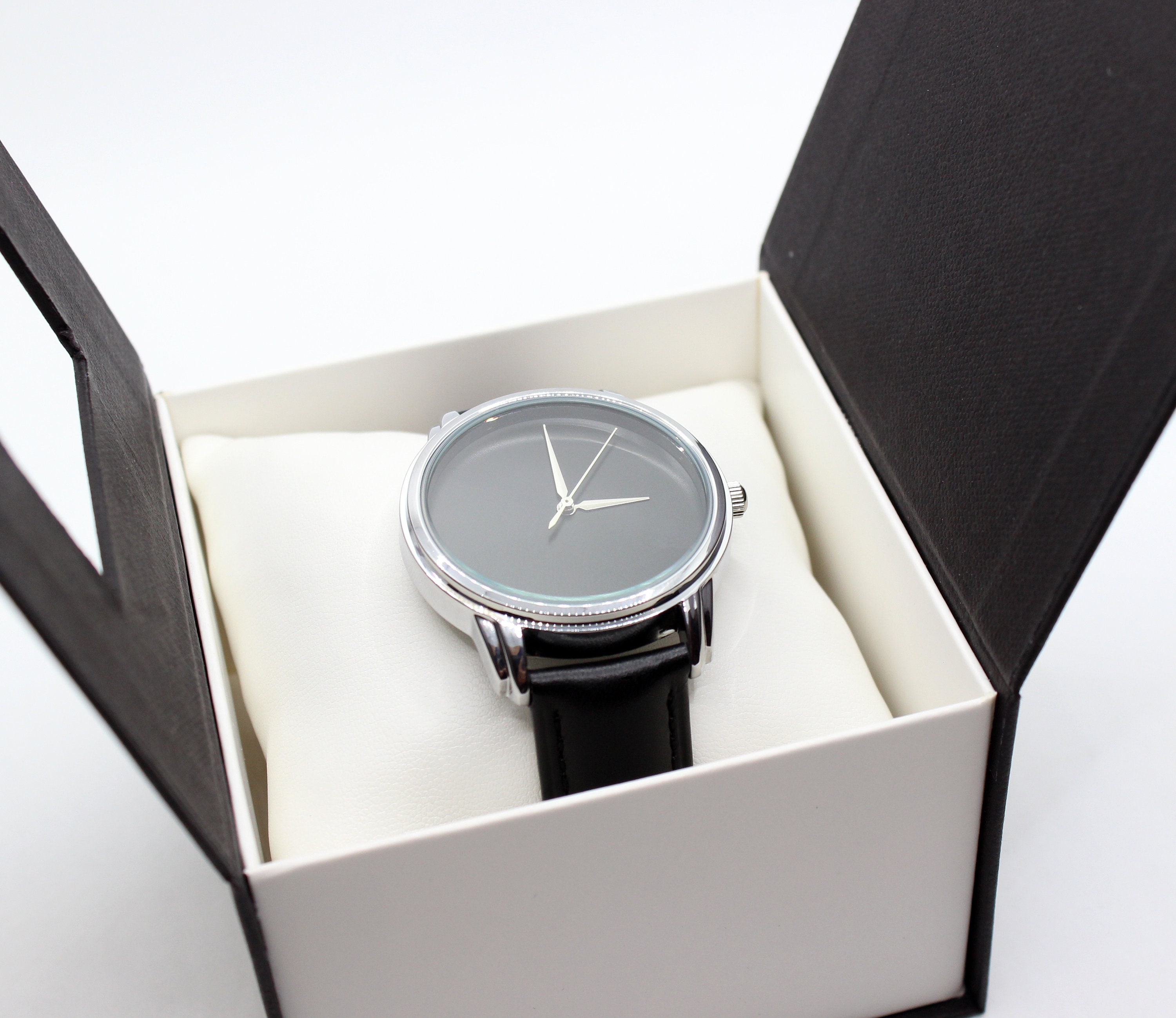 9*9*2.6cm scatola per orologi da tasca nera