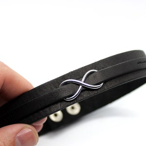 Black Leather Infinity Choker: Handmade Wide Snap Clasp Necklace