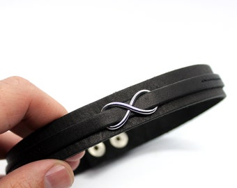 Black matted Infinity handmade wide leather choker necklace with fast snaps as clasp | Women wide choker for party | Gift idea and jewelry