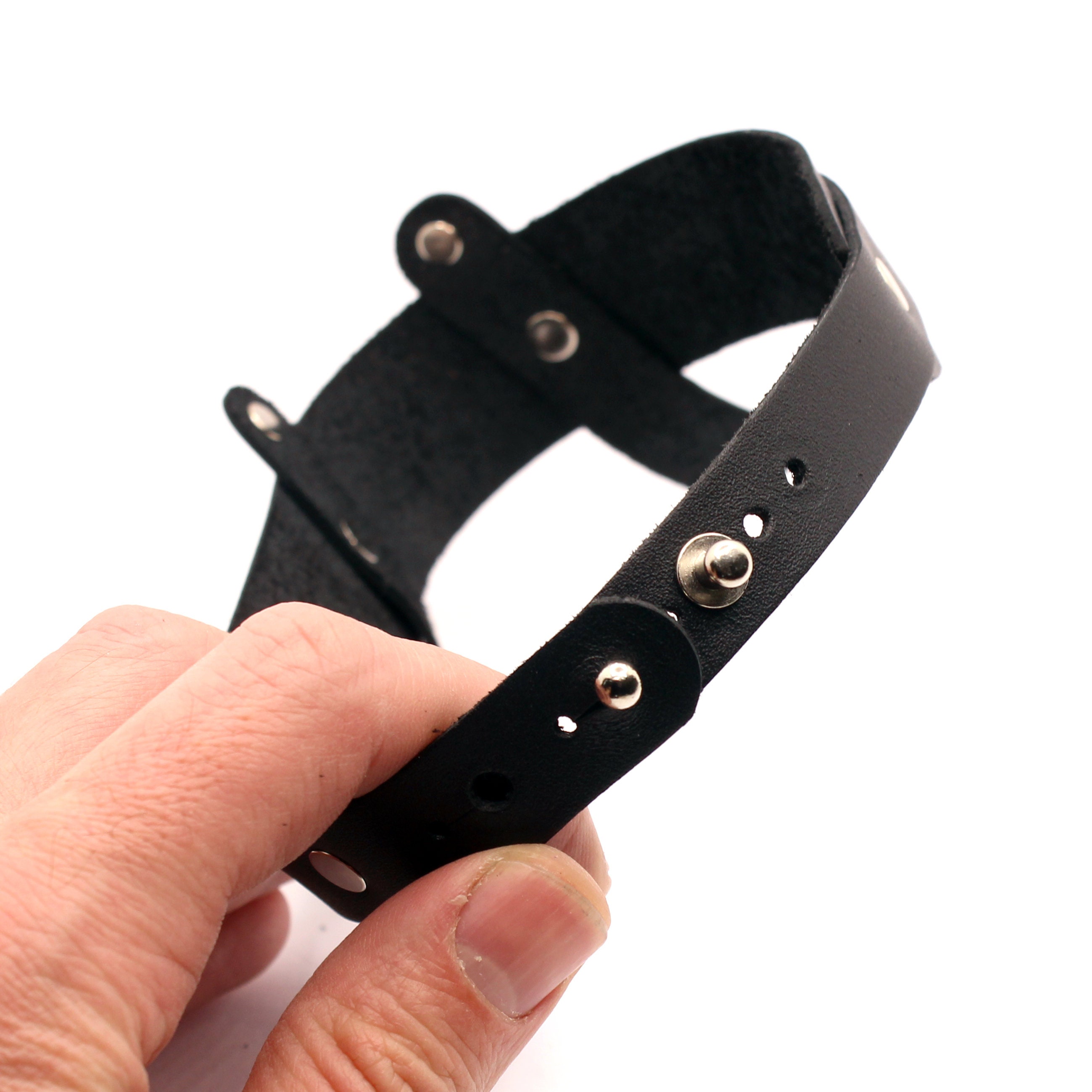 H-collar - Thin Lightweight Glossy Black Wide Leather Choker