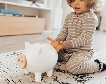 Large Piggy Bank, Kids Piggy Bank, Ceramic Piggy Bank, Adult Piggy Bank, Nursery Gift, Newborn Gift, Desk Accessory, Kids Gift