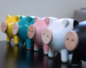 Handmade Ceramic Piggy Bank, Adult Piggy Bank, Personalized Piggy Bank, Modern Piggy Bank, Custom Kids Birthday Gift, Desk Accessory