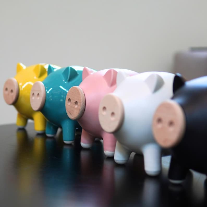 Ceramic Piggy Bank, Personalized Minimalist Coin Bank for Kids or Adults, Modern Home Decor Gift No Personalization