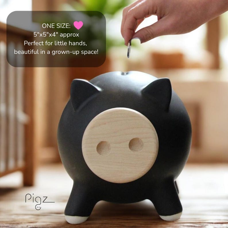 Ceramic Piggy Bank, Personalized Minimalist Coin Bank for Kids or Adults, Modern Home Decor Gift image 4