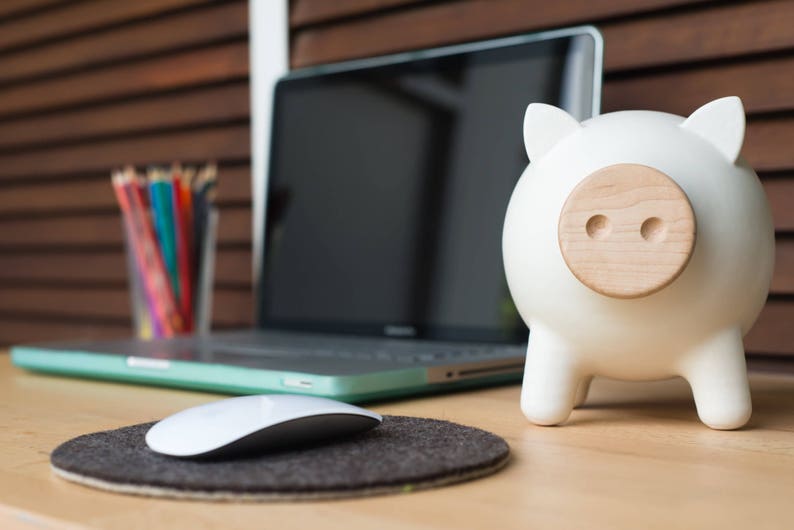 Yellow Piggy Bank, Ceramic Piggy Bank, Large Piggy Bank, Office Decor, Office Desk Accessories, Office Gifts, Birthday Gift, Home Decor,PIGZ image 4