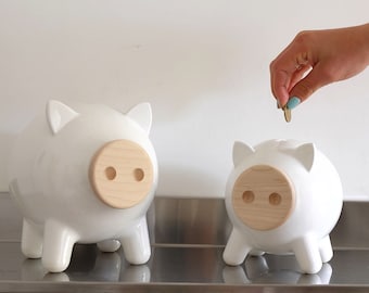 Gift Set of Two Modern Piggy Banks - Original and Mini Size .