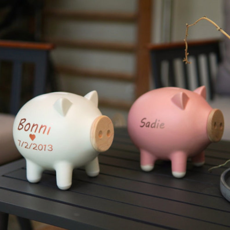 Ceramic Piggy Bank, Piggy Bank for Boys, Personalized Piggy Bank, Saving Box, Modern Desk Accessories, Grandchild Gift, Birthday Gift image 4