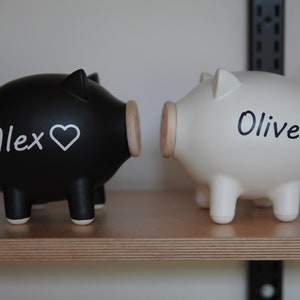 Ceramic Piggy Bank, Piggy Bank for Boys, Personalized Piggy Bank, Saving Box, Modern Desk Accessories, Grandchild Gift, Birthday Gift image 2