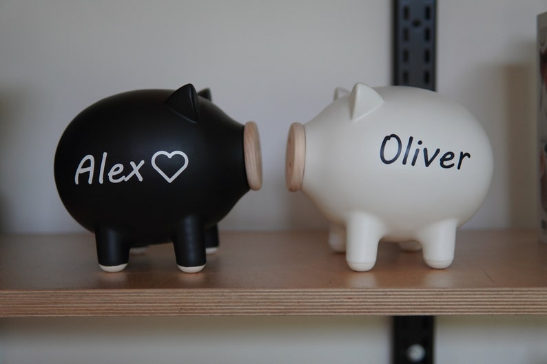 Ceramic Piggy Bank, Piggy Bank for Boys, Personalized Piggy Bank, Saving Box, Modern Desk Accessories, Grandchild Gift, Birthday Gift image 2
