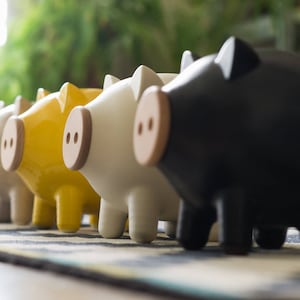 Large Piggy Bank, Black & White Piggy Bank, Ceramic Piggy Bank, Modern Piggy Bank, Personalized Piggy Bank, Christmas Gift, Desk Accessory