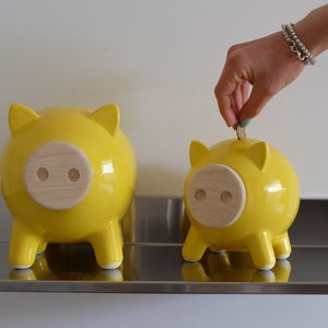 Yellow Piggy Bank, Ceramic Piggy Bank, Large Piggy Bank, Office Decor, Office Desk Accessories, Office Gifts, Birthday Gift, Home Decor,PIGZ image 6