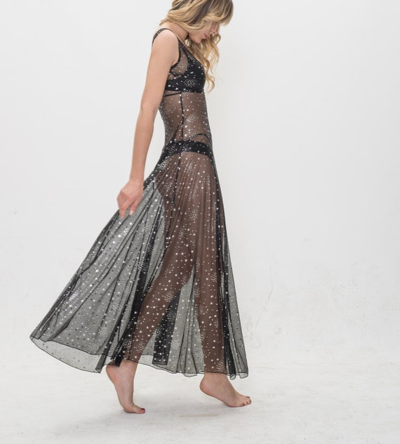 Sheer Star Dress Sexy Sheer Coachella Dress Celestial Sheer Etsy