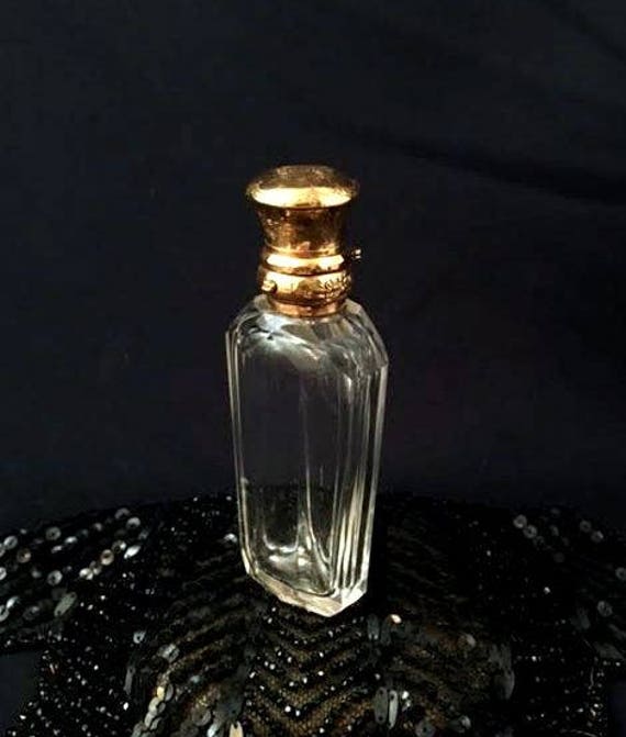 Antique Victorian Era Dutch Cut Crystal Antique Victorian Glass Perfume Bottle