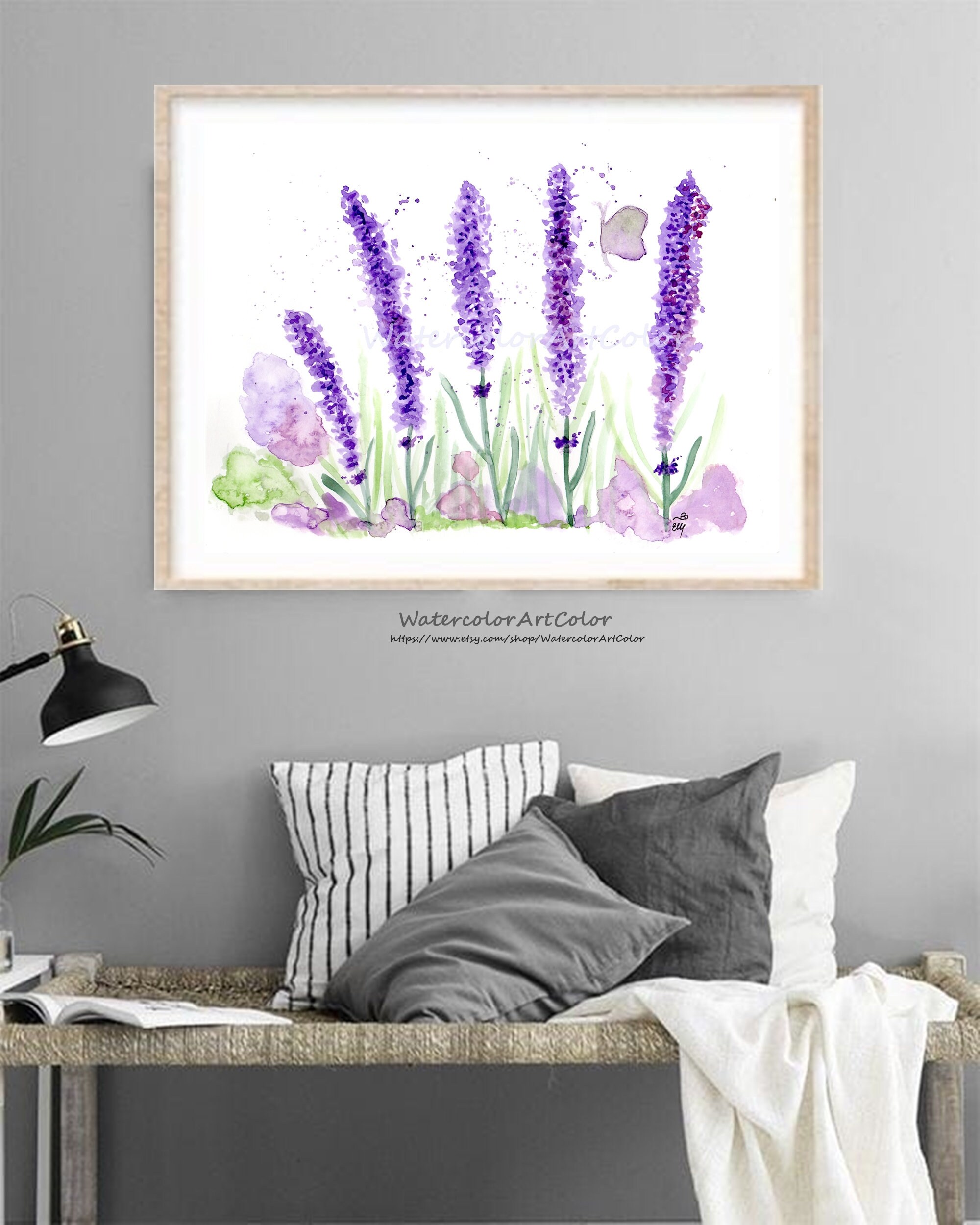 Lavender Watercolor Flowers Art, Watercolor Print Purple Wall Art ...