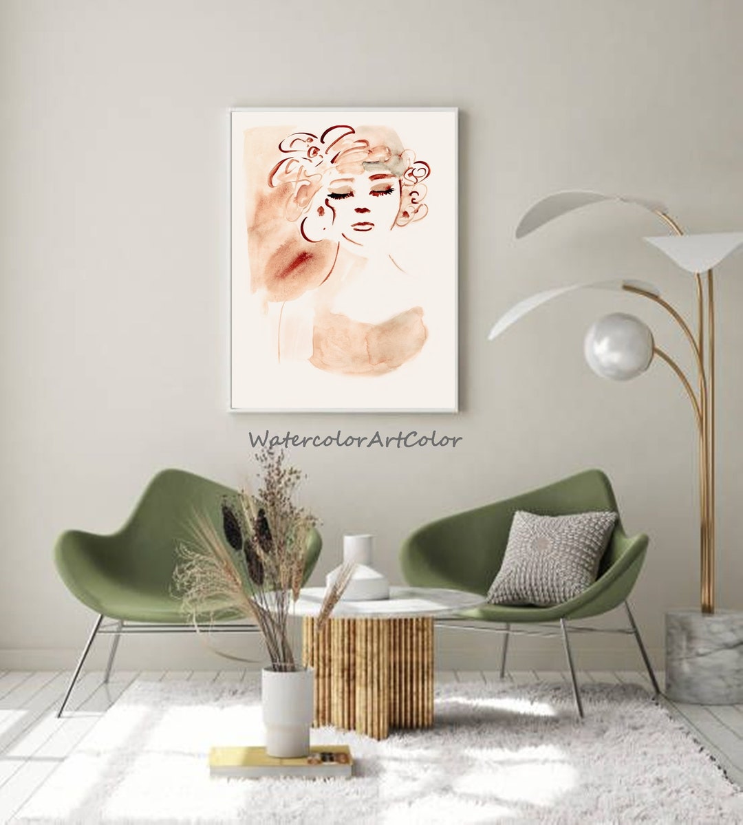 Watercolor Portrait Printable Art Vintage Wall Art Watercolor - Etsy