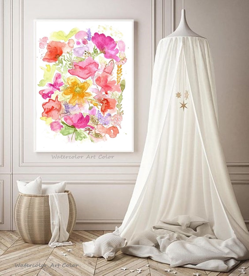 Flower Watercolor, Print Wall Art, Spring Flowers Botanical Poster, Art ...