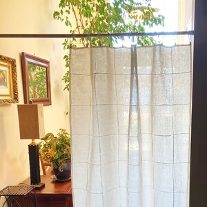 Your Basic Premium Linen Curtain Panels ~  Simple Glass Block Design ~ Perfect Room Divider