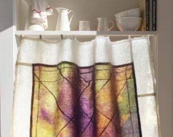 Hand-Dyed Stain Glass Inspired Linen Curtain - Hand-Dyed Japandi Wall Art  ~ Enchanting Privacy Screen~ Dorm Decor For Girls