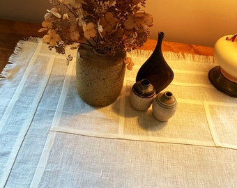 Charming White Linen Cottage Table Runners ~ Customizable Farmer's Table Decor