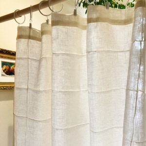 Your Basic Premium Linen Curtain Panels ~  Simple Glass Block Design ~ Perfect Room Divider