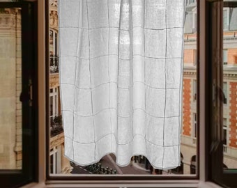 Your Basic Premium Linen Curtain Panels ~  Simple Glass Block Design ~ Perfect Room Divider